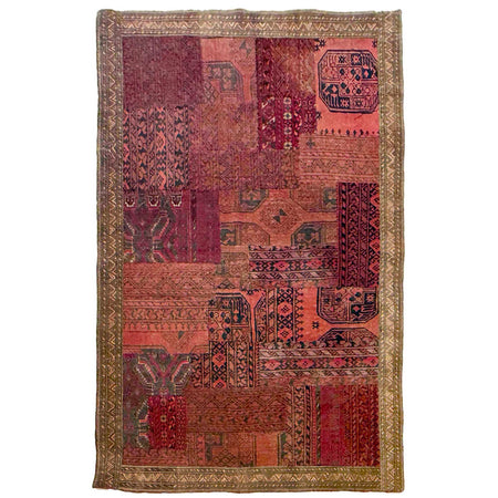 Patchwork Area Rug Handmade Multi Geometric 4x6 ft
