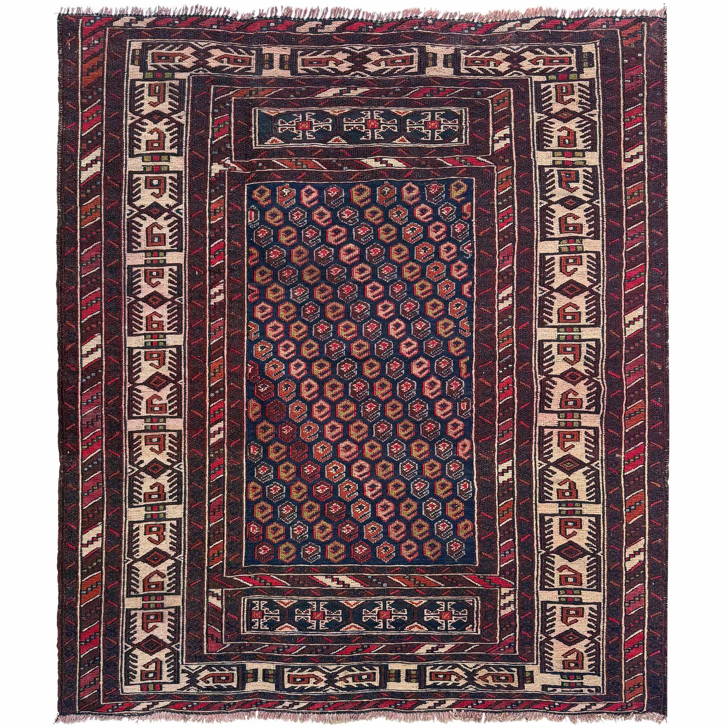 Maliki Kilim Area Rug Handmade Multi Floral 4x4 ft