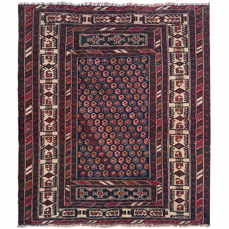 Maliki Kilim Area Rug Handmade Multi Floral 4x4 ft