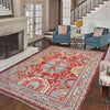 Heriz Area Rug Handmade Red Medallion 7x10 ft