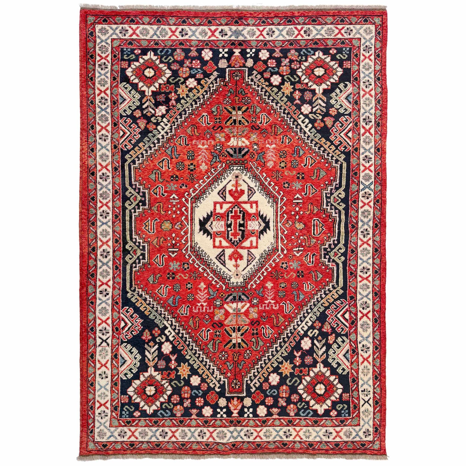 Shirazi Area Rug Handmade Red Medallion 7x10 ft