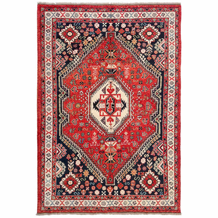 Shirazi Area Rug Handmade Red Medallion 7x10 ft