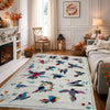 Embroidery Kilim Area Rug Handmade Beige Animal 4x6 ft