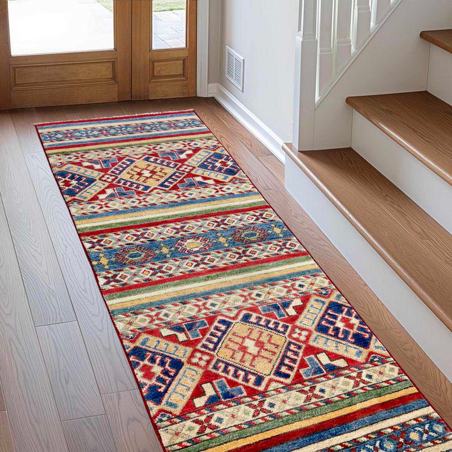 Khurjeen Runner Handmade Multi Curvilinear 6' Runner