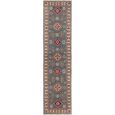Kazak Rug Handmade Gray Medallion 10' Runner
