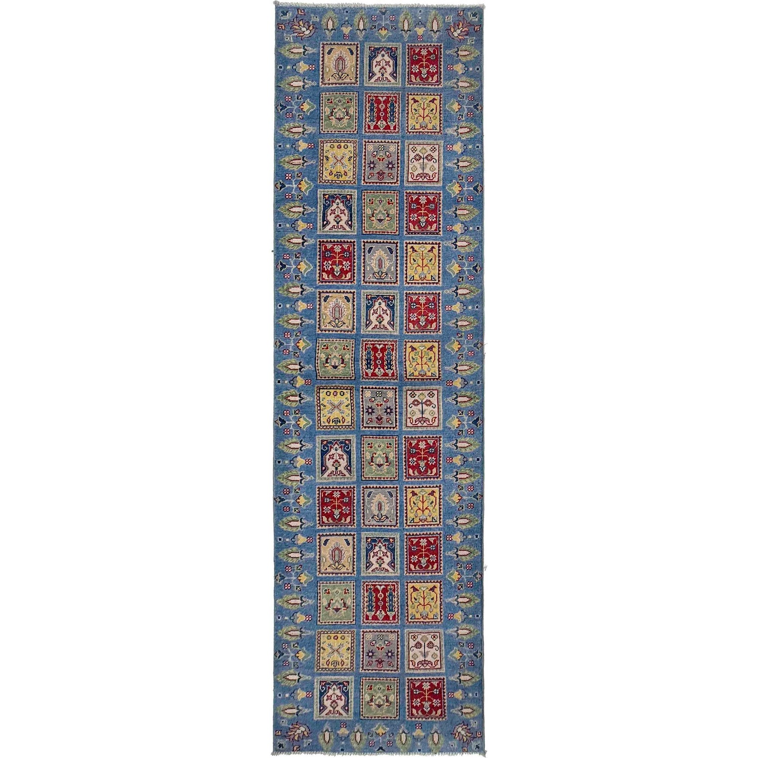 Bakhtiar Area Rug Runner Handmade Blue Floral 10' Runner