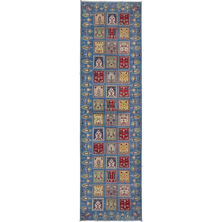 Bakhtiar Area Rug Runner Handmade Blue Floral 10' Runner