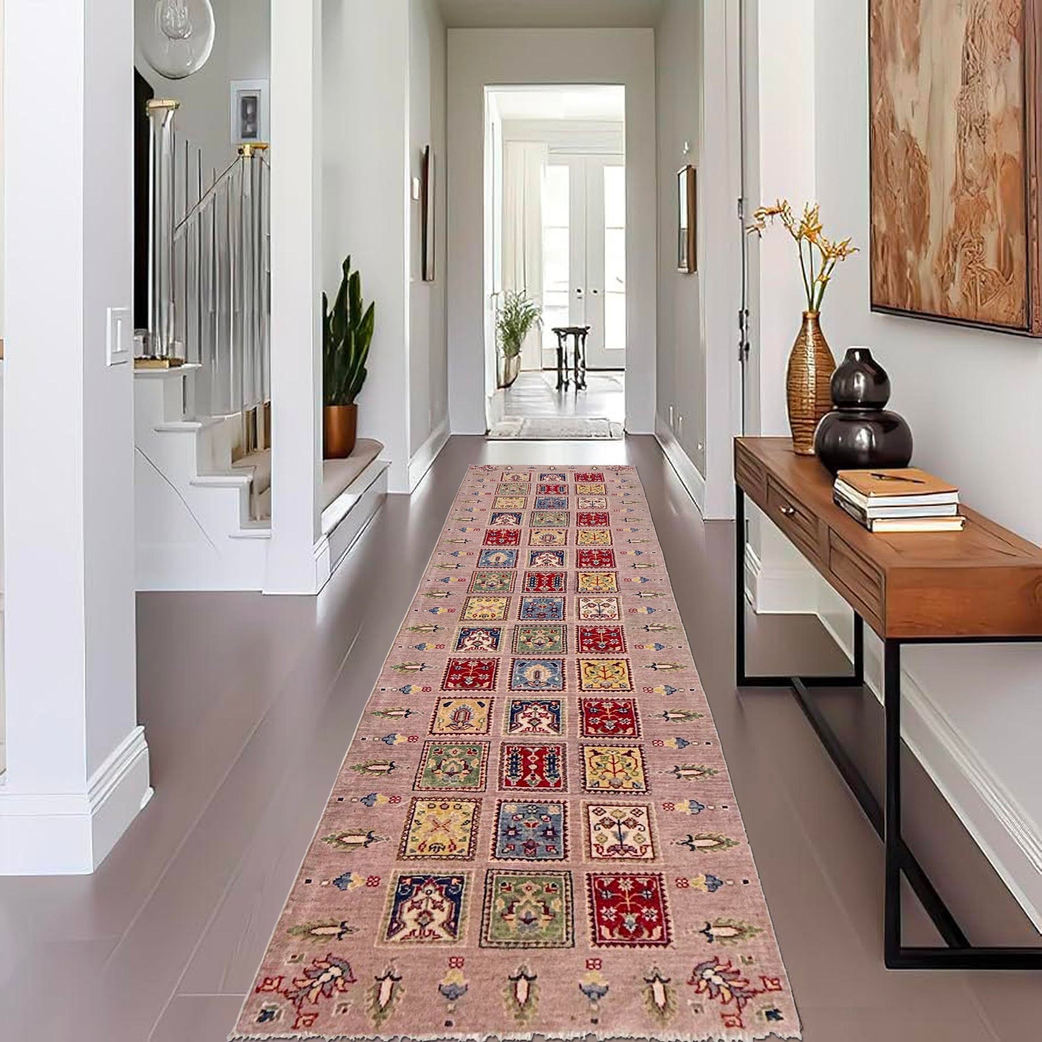Bakhtiar Runner Handmade Pink Floral 10' Runner