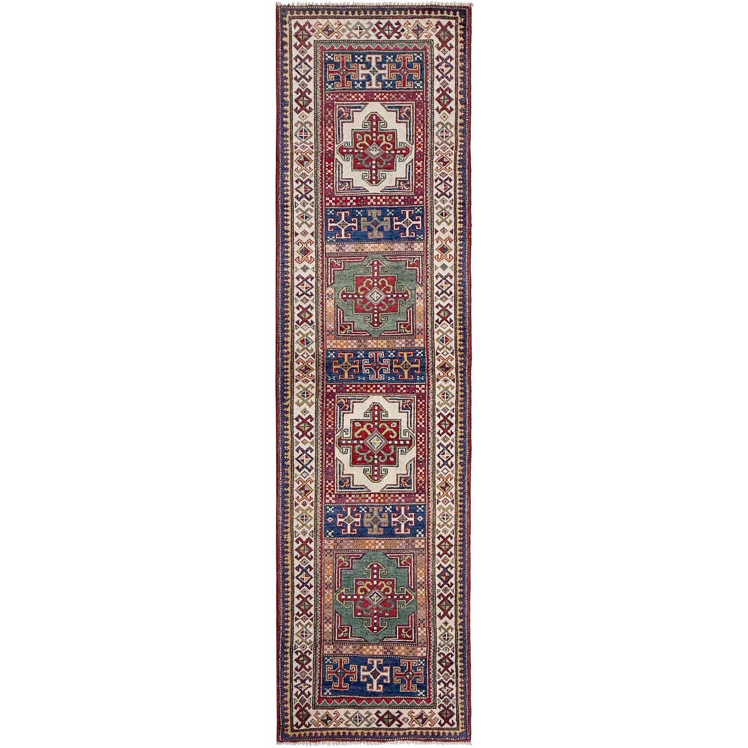 Kazak Rug Handmade Multi Medallion 10' Runner