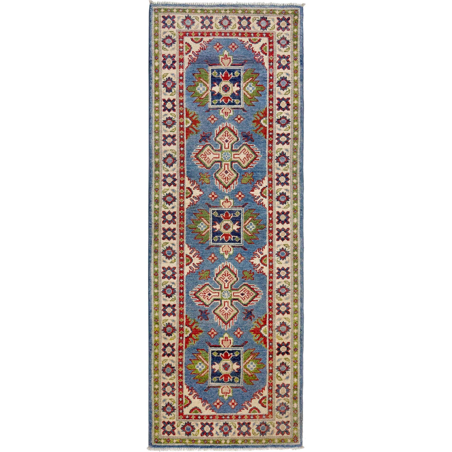 Kazak Rug Handmade Blue Medallion 6' Runner