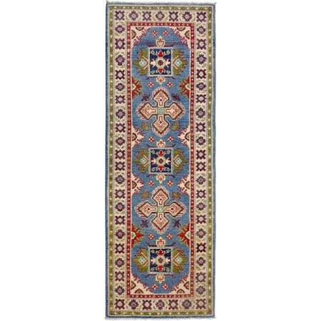 Kazak Rug Handmade Blue Medallion 6' Runner