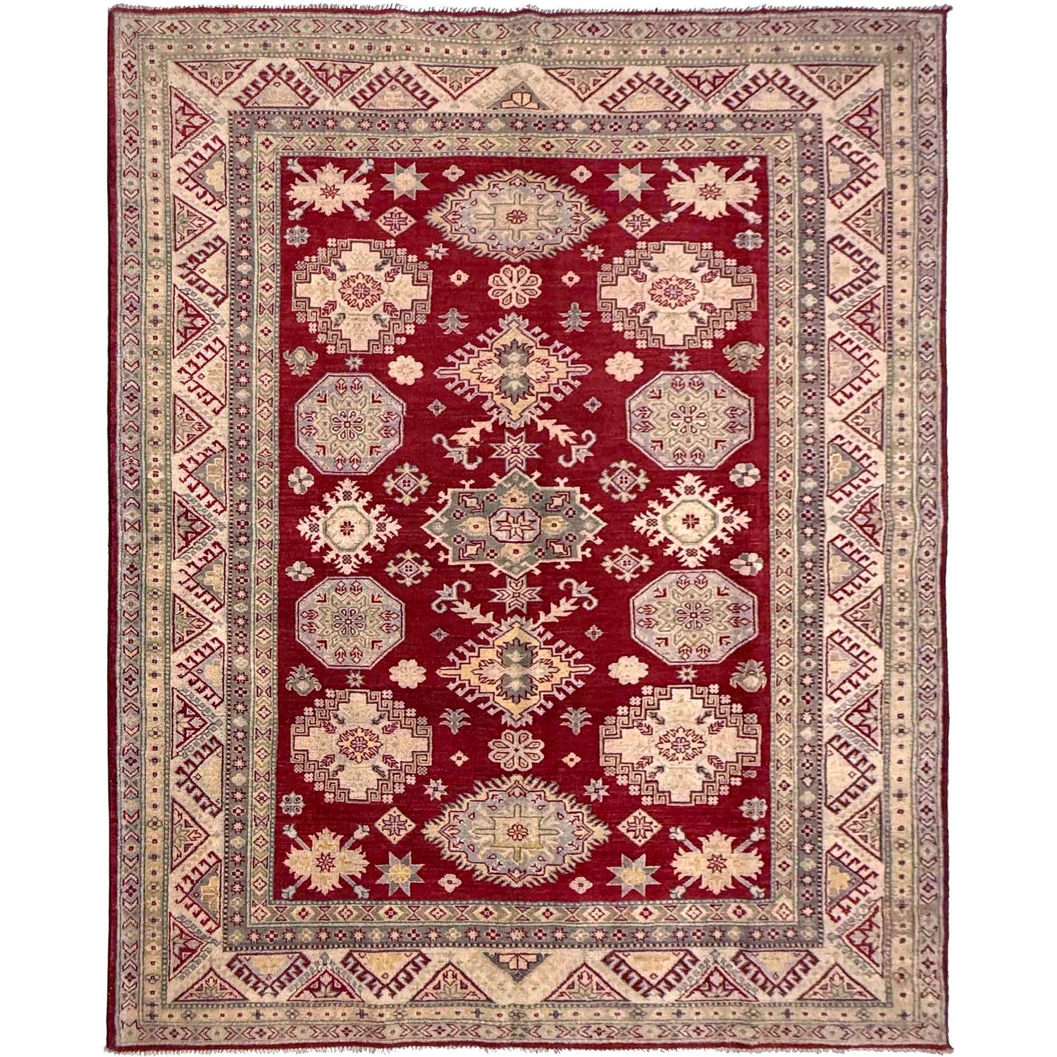 Kazak Rug Handmade Red Medallion 7x10 ft