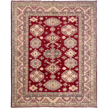 Kazak Rug Handmade Red Medallion 7x10 ft