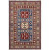 Kazak Rug Handmade Blue Medallion 4x6 ft