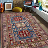 Kazak Rug Handmade Blue Medallion 4x6 ft