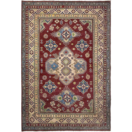 Kazak Rug Handmade Red Medallion 7x10 ft