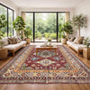 Kazak Rug Handmade Red Medallion 7x10 ft