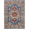 Kazak Rug Handmade Blue Medallion 4x7 ft