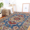 Kazak Rug Handmade Blue Medallion 4x7 ft