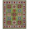 Kazak Rug Handmade Green Medallion 4x7 ft