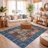 Bakhtiar Area Rug Handmade Blue Floral 4x7 ft