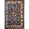 Kazak Rug Handmade Blue Medallion 4x7 ft