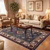 Kazak Rug Handmade Blue Medallion 4x7 ft