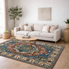 Heriz Area Rug Handmade Multi Medallion 4x7 ft