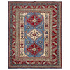 Kazak Rug Handmade Blue Medallion 4x7 ft