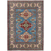 Kazak Rug Handmade Blue Medallion 4x7 ft