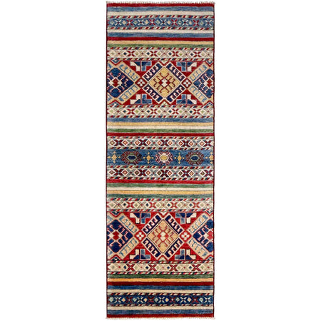 Khurjeen Area Rug Runner Handmade Multi Curvilinear 6'