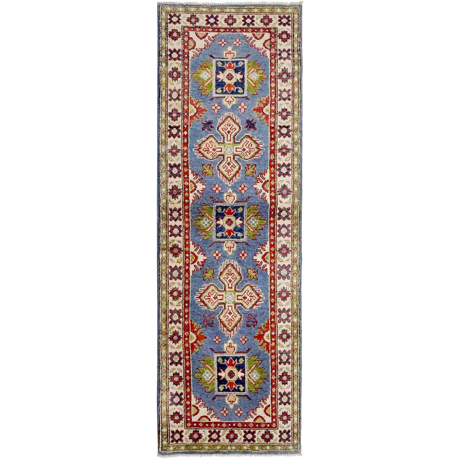 Kazak Rug Handmade Blue Medallion 6' Runner