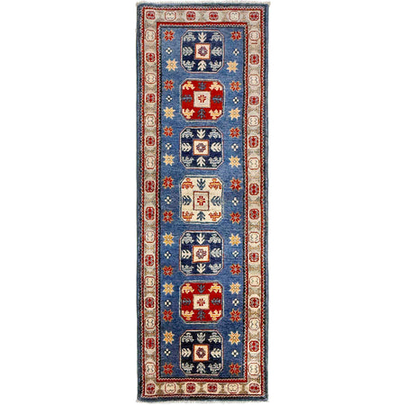 Kazak Rug Handmade Blue Medallion 6' Runner
