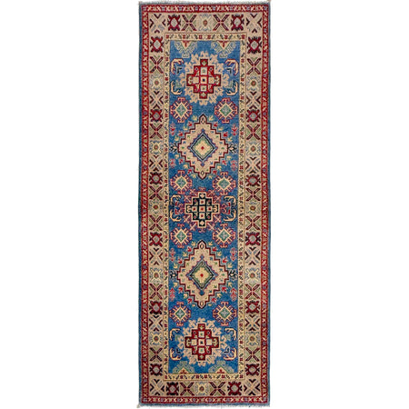 Kazak Rug Handmade Blue Medallion 6' Runner