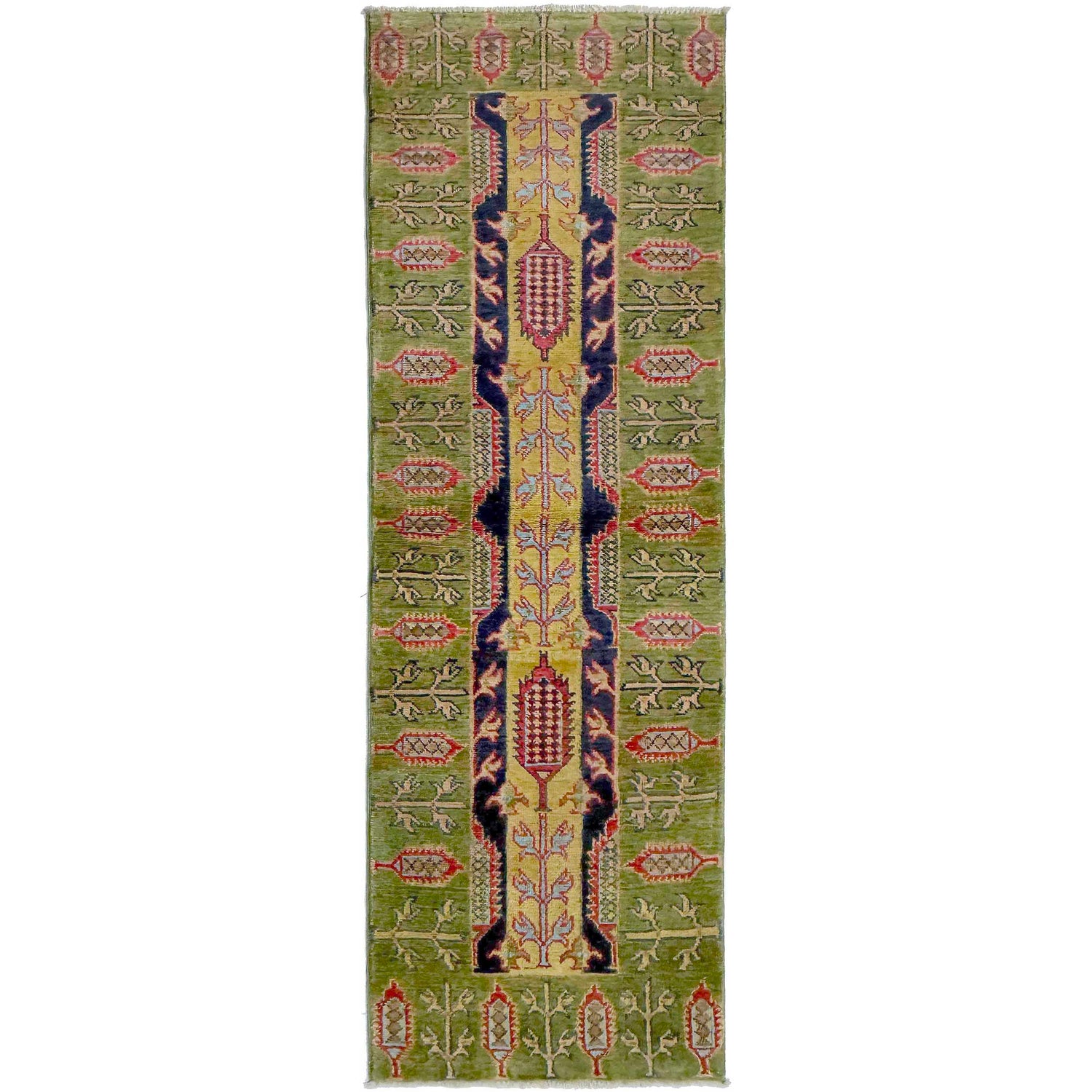 Kazak Rug Handmade Green Medallion 6' Runner