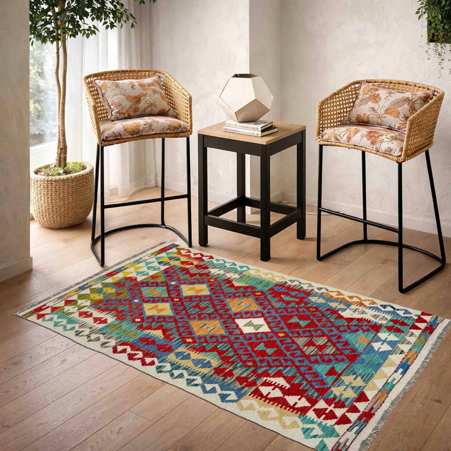 Handmade Multi Kilim Geometric 4x6 ft