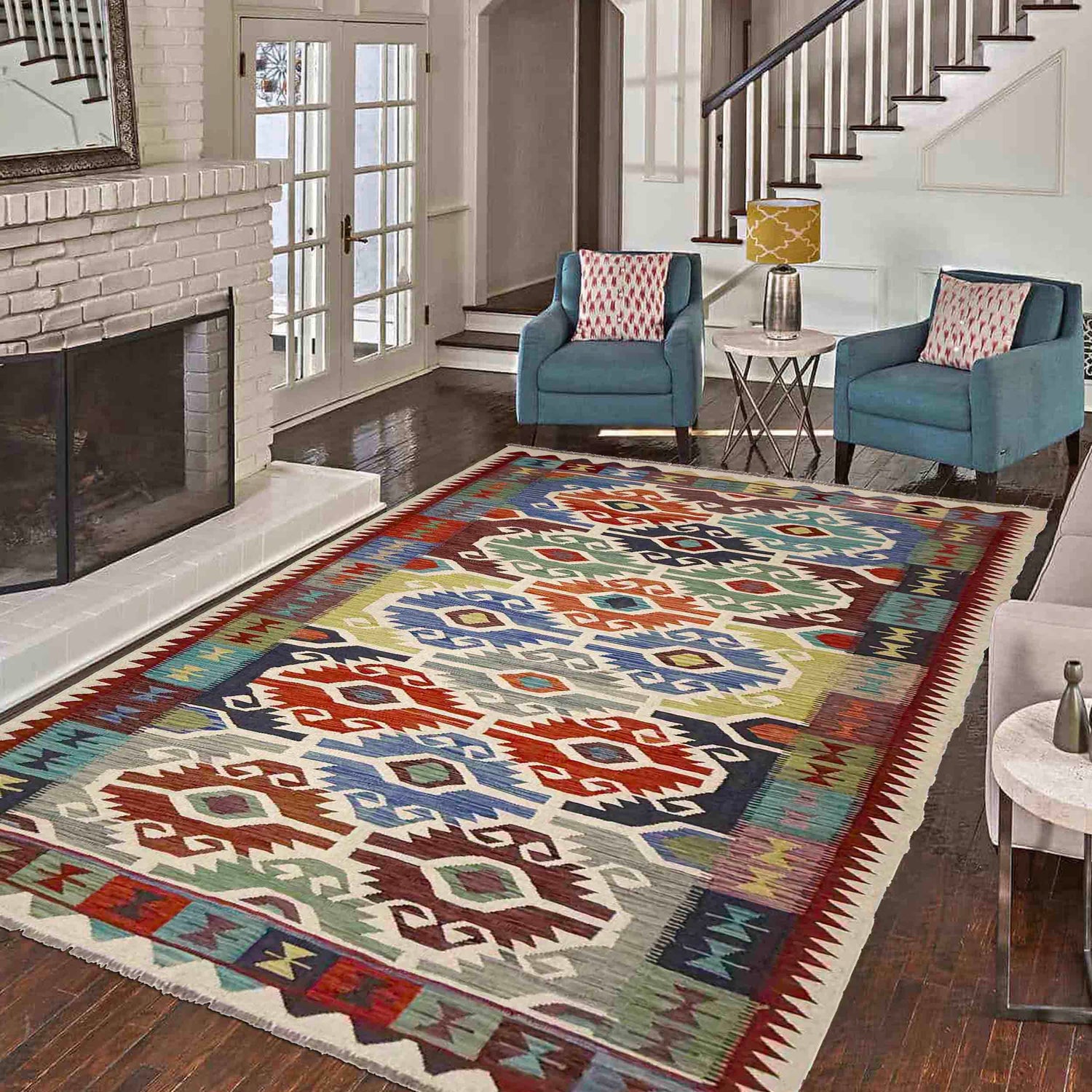 Handmade Multi Kilim Geometric 6x9 ft