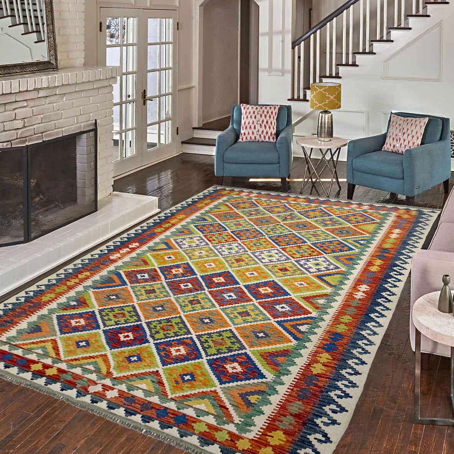 Handmade Multi Kilim Geometric 7x10 ft