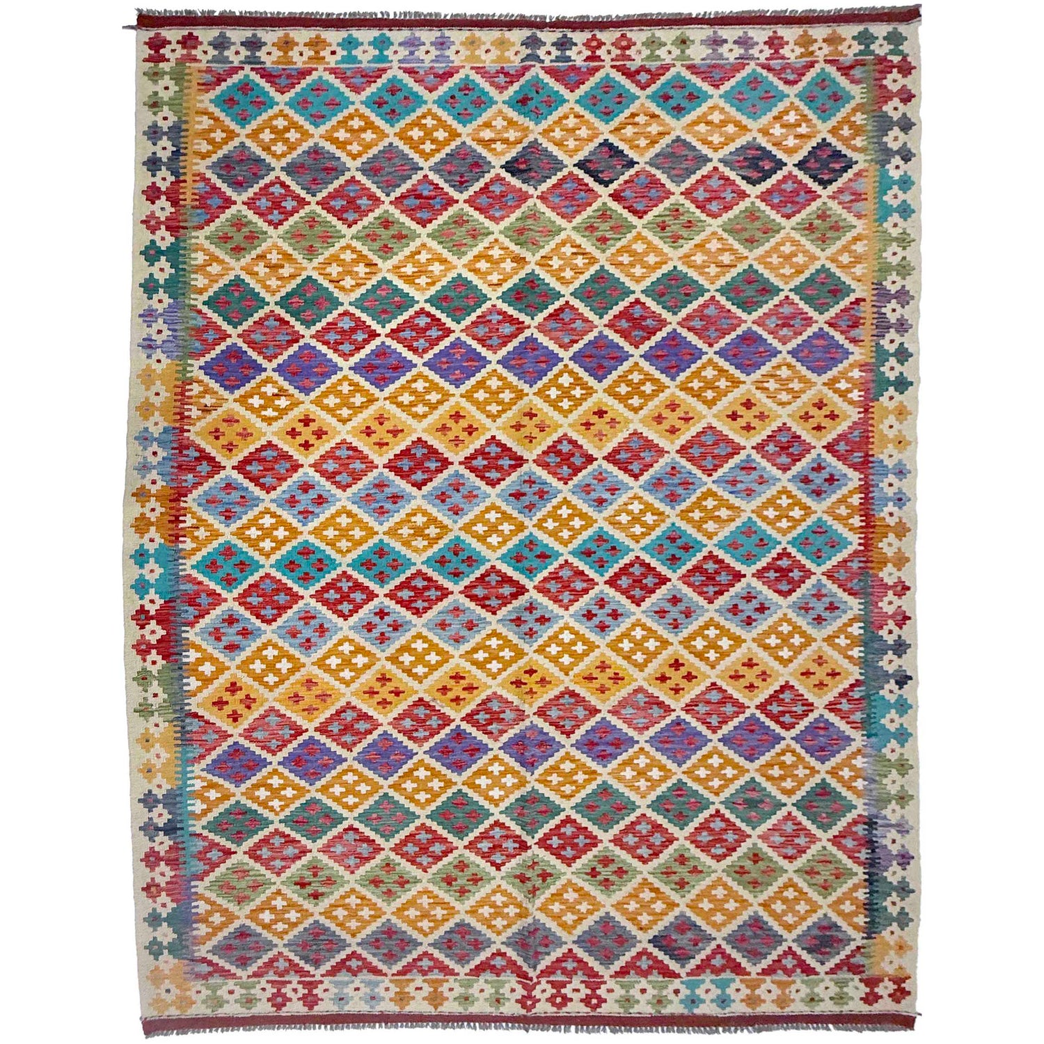 Handmade Multi Kilim Geometric 7x10 ft