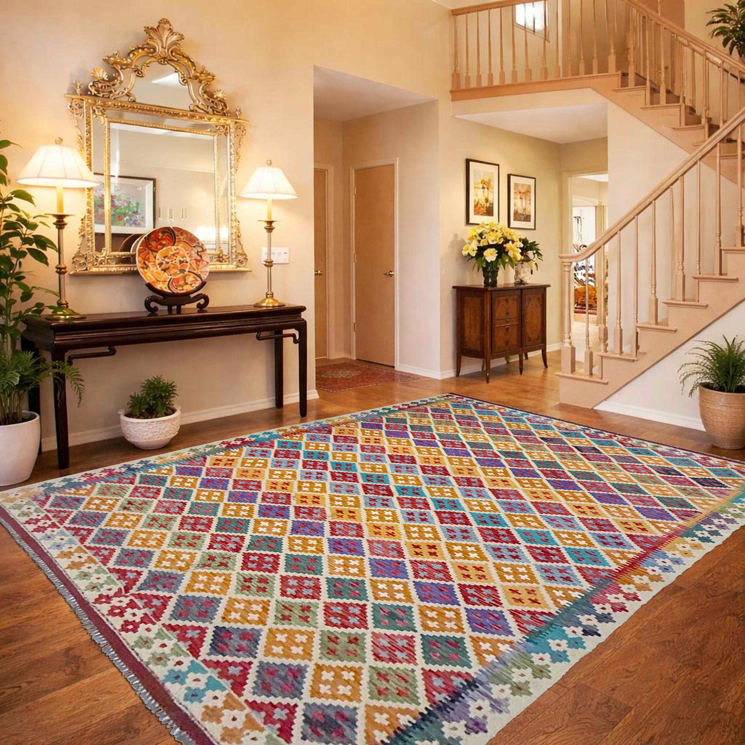 Handmade Multi Kilim Geometric 7x10 ft