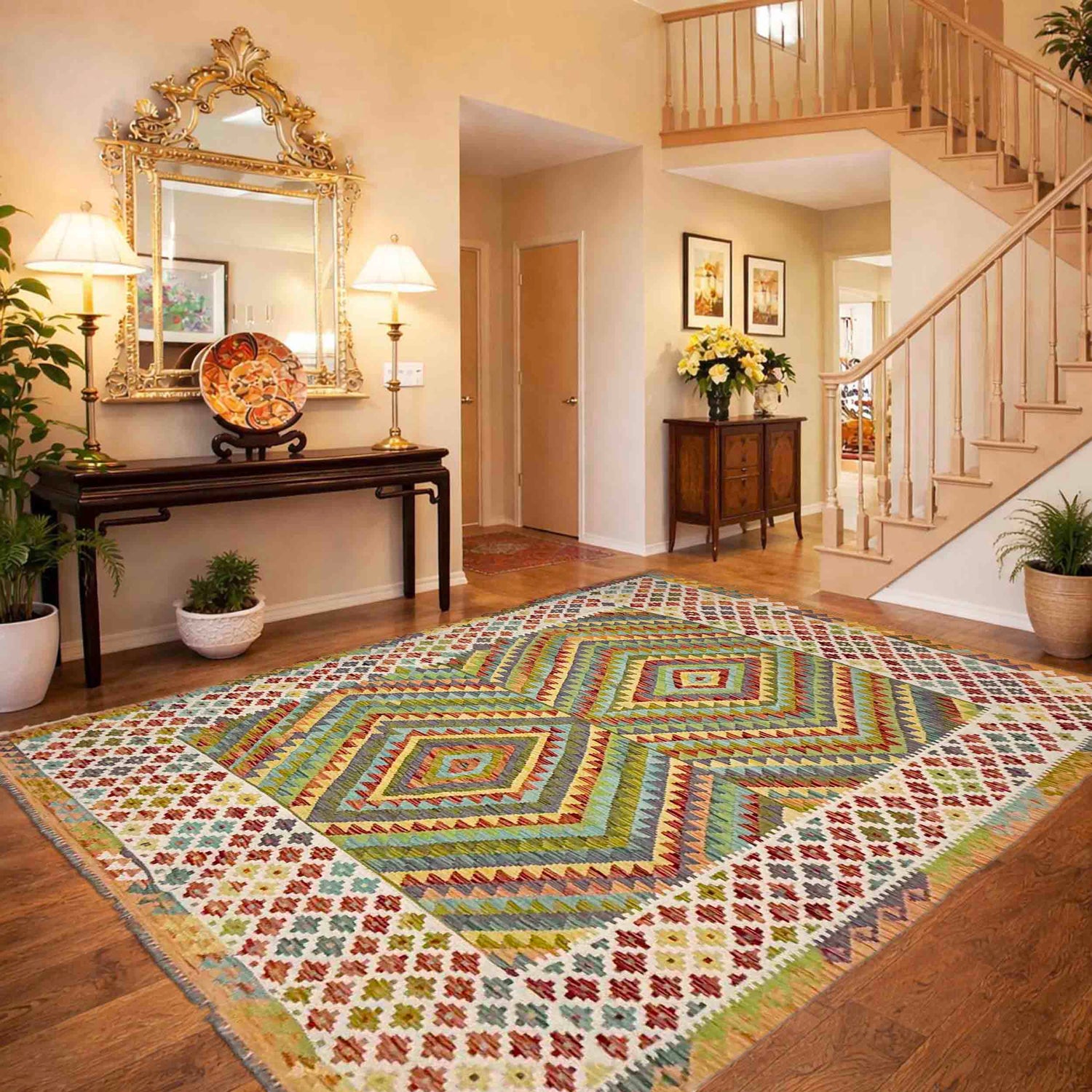 Handmade Multi Kilim Geometric 7x10 ft