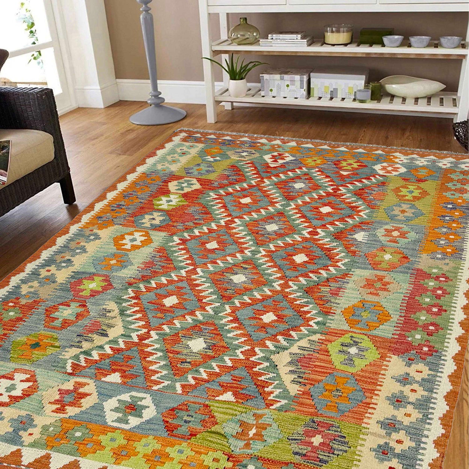 Handmade Multi Kilim Geometric 4x7 ft