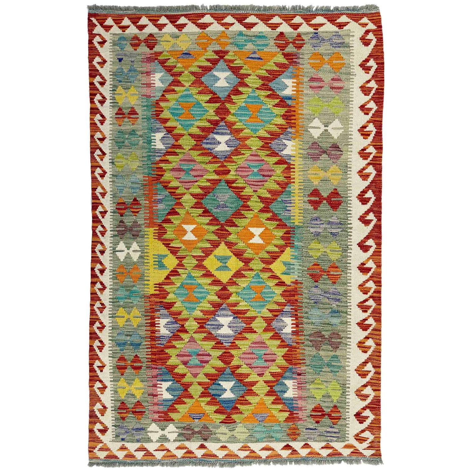Handmade Multi Kilim Geometric 4x6 ft