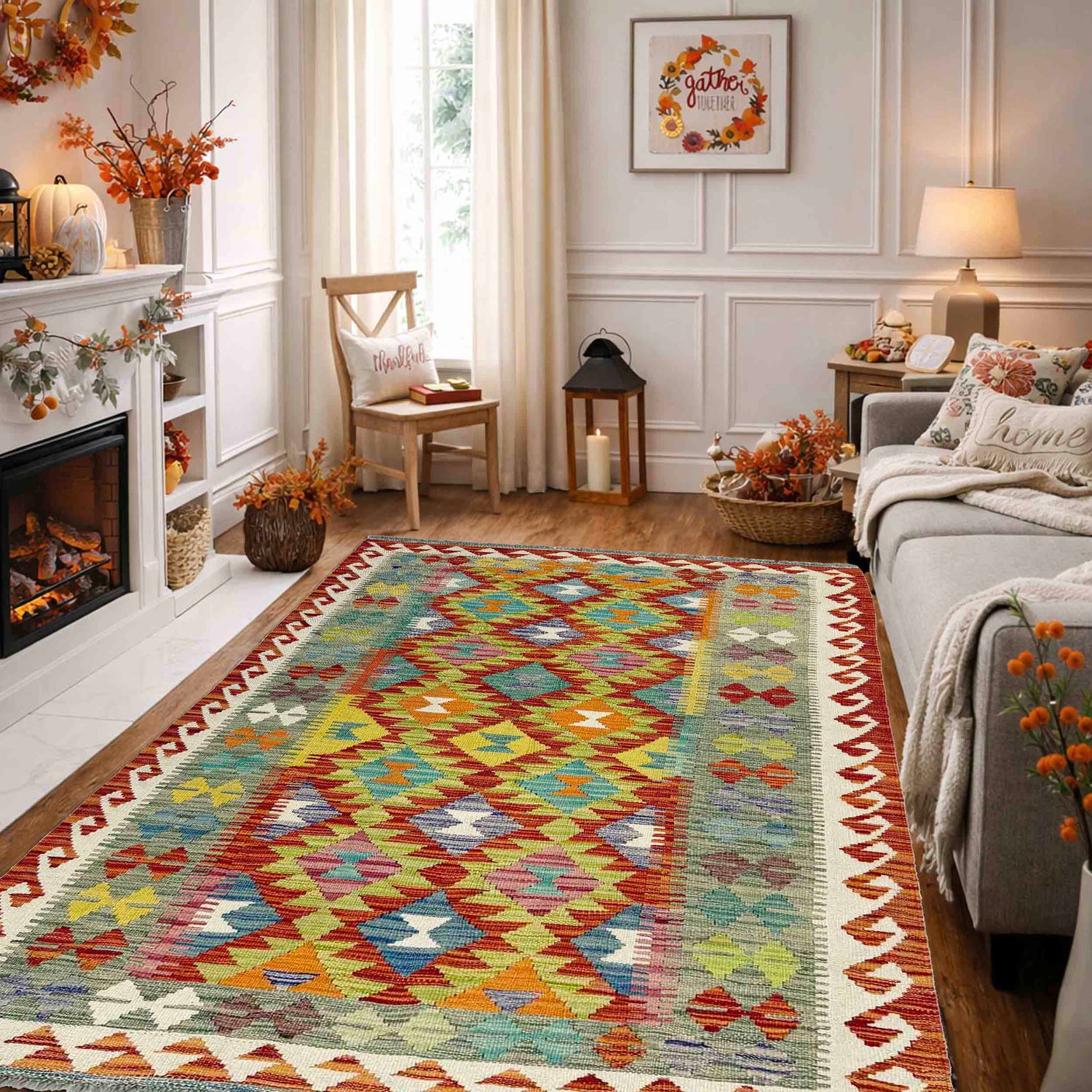 Handmade Multi Kilim Geometric 4x6 ft