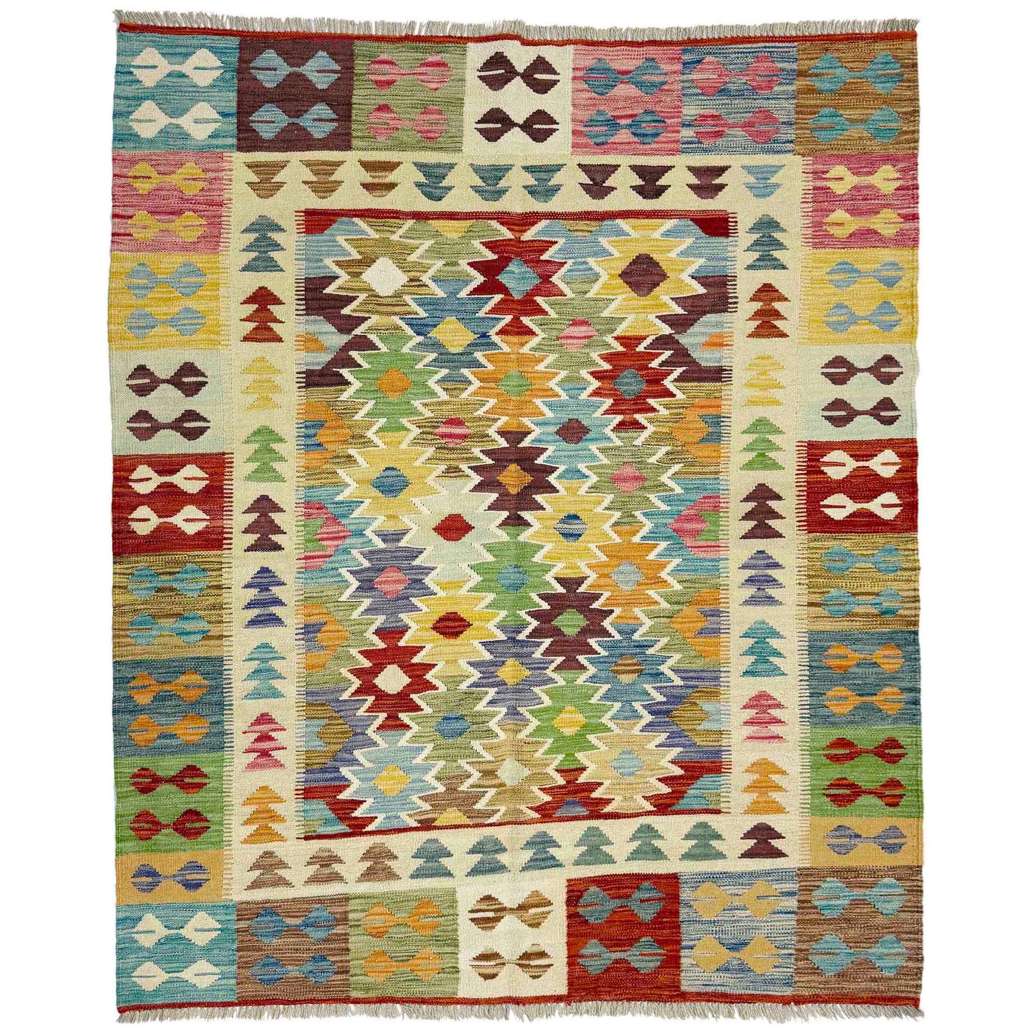Handmade Multi Kilim Geometric 4x7 ft