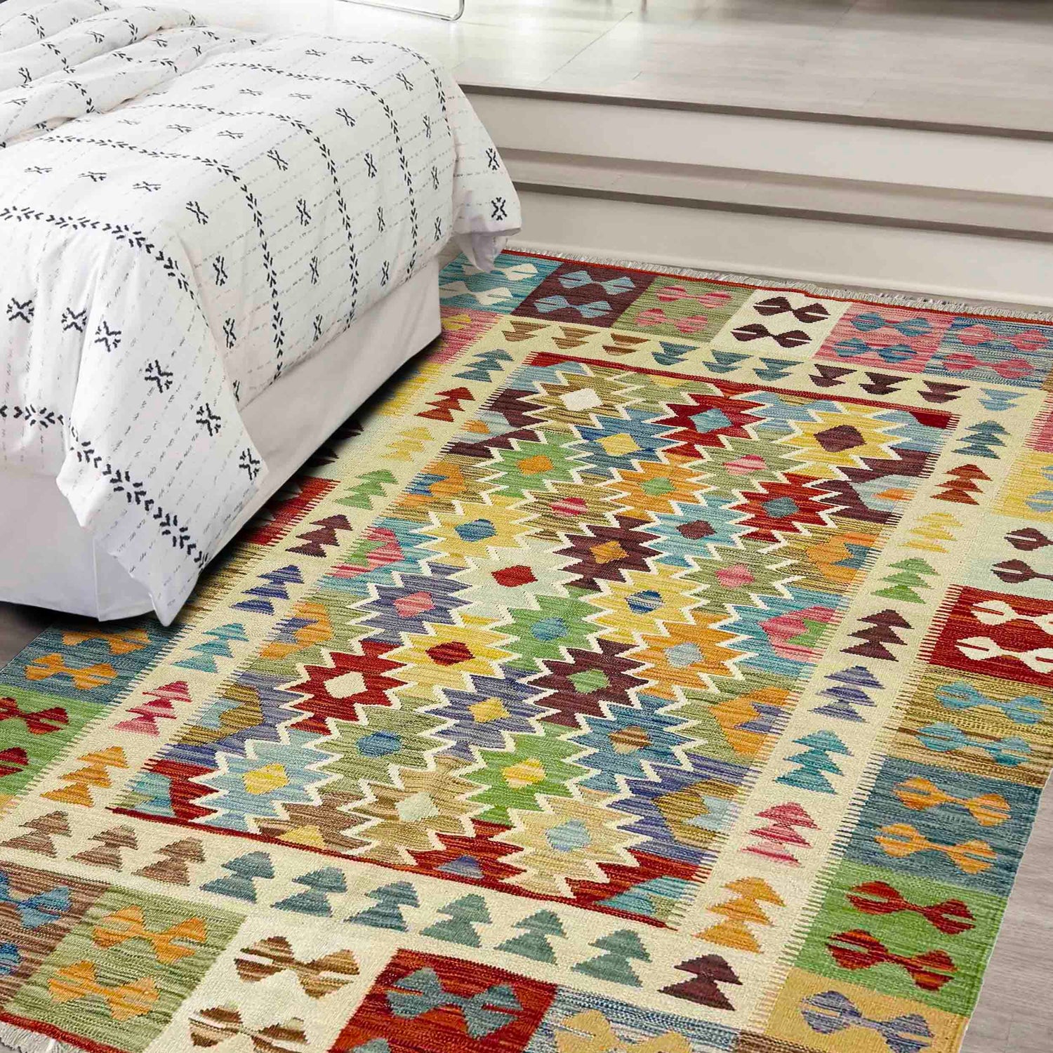 Handmade Multi Kilim Geometric 4x7 ft