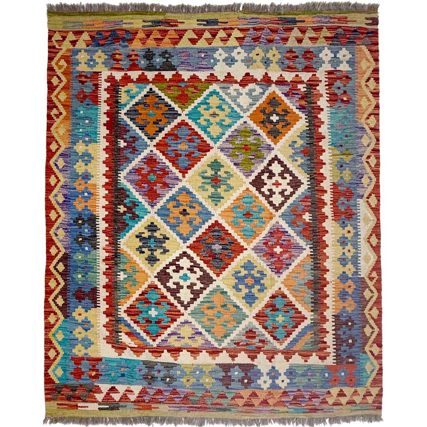Handmade Multi Kilim Geometric 4x7 ft