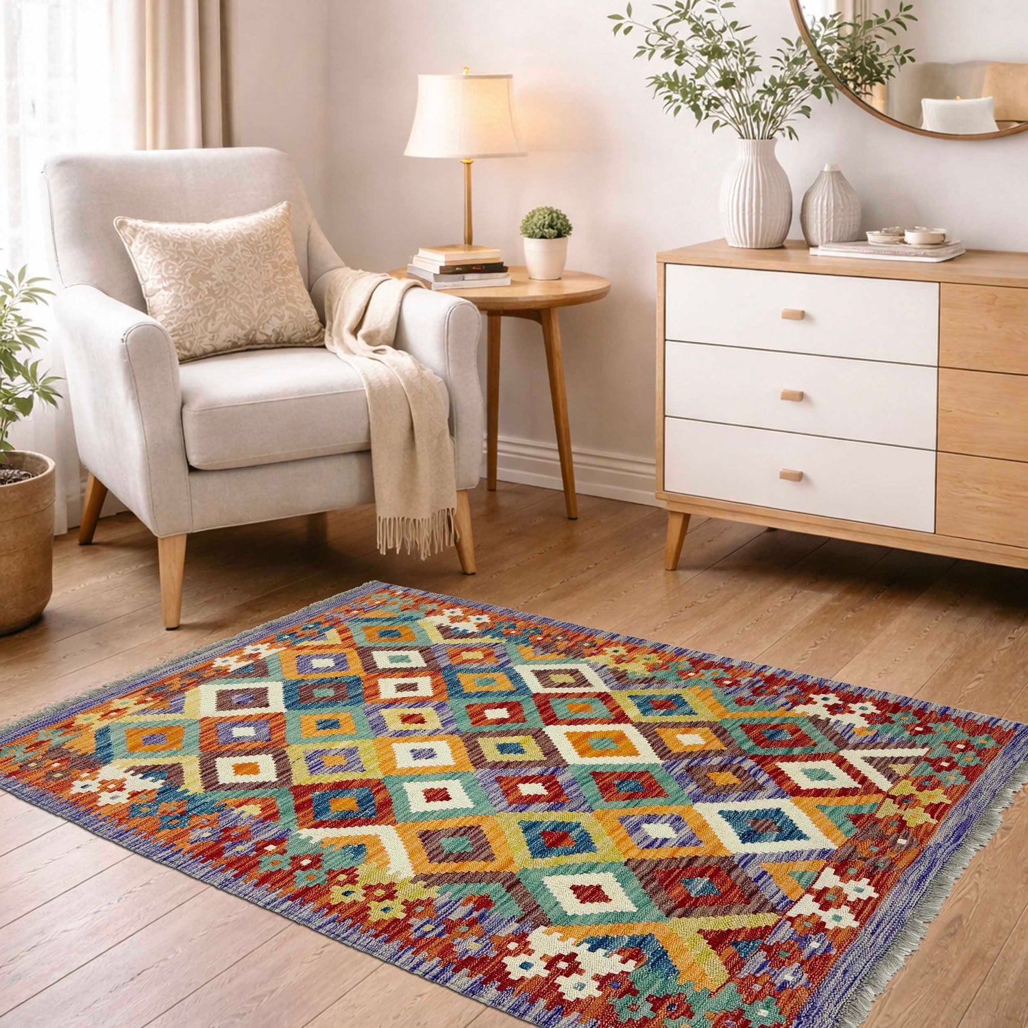 Handmade Multi Kilim Geometric 3x5 ft
