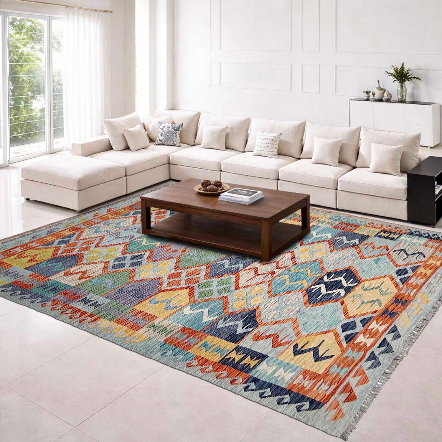 Handmade Multi Kilim Geometric 5x8 ft