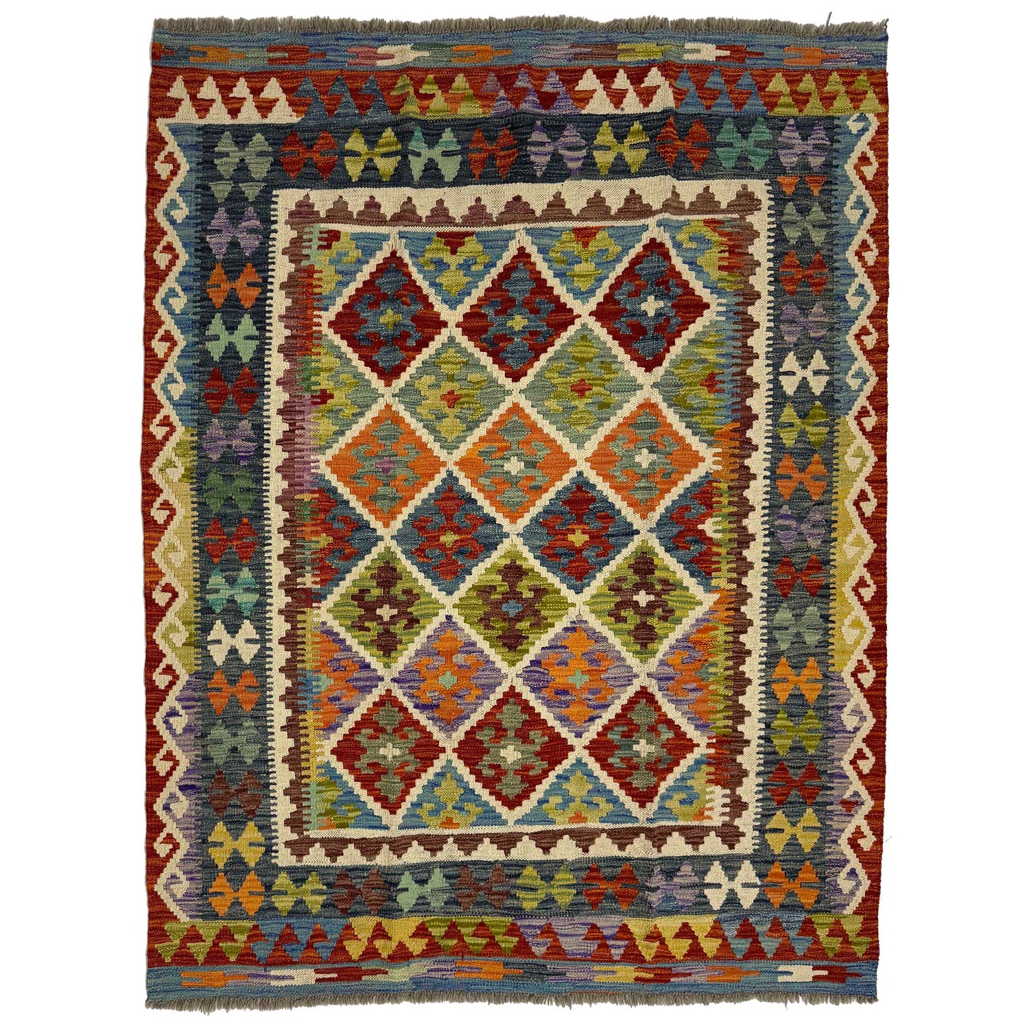 Handmade Multi Kilim Geometric 4x7 ft